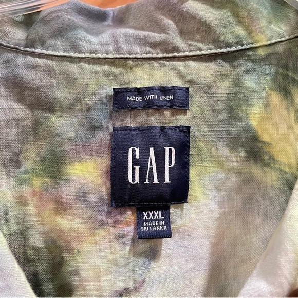 Men's tie dye linen cotton blend button down camp shirt short sleeve green 3XL - Picture 5 of 10